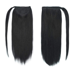 #1 Wrap Ponytail Jet Black 100% Human Hair Clip in Ponytail Extensions