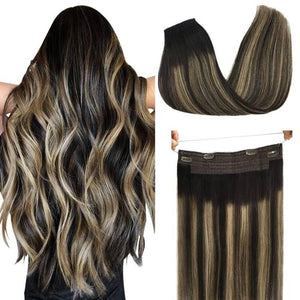 #1B/27/1B Halo Hair Extensions 100% Human Hair Wire Extensions