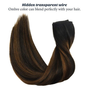 #1B/6/1B Halo Hair Extensions 100% Human Hair Wire Extensions