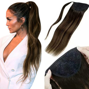 #2/6/2 Wrap Ponytail 100% Human Hair Clip in Ponytail Extensions