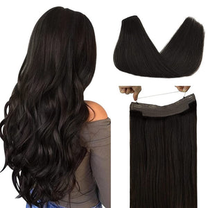 #2 Dark Brown Halo Hair Extensions 100% Human Hair Wire Extensions