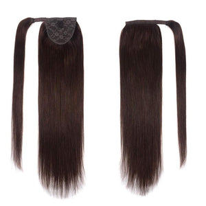 #2 Wrap Ponytail Dark Brown 100% Human Hair Clip in Ponytail Extensions