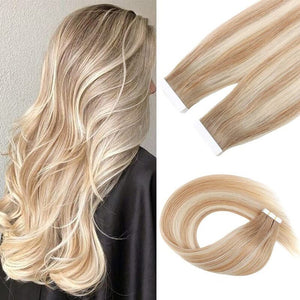 #27-613 Blonde Tape In Hair Extensions 20pcs 50g Human Hair Extensions