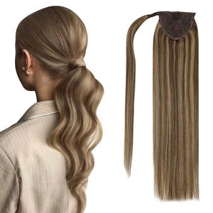#4/27 Wrap Ponytail 100% Human Hair Clip in Ponytail Extensions