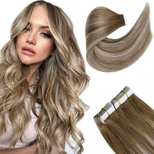 #4/613/4 Tape In Hair Extensions 20pcs 50g Human Hair Extensions