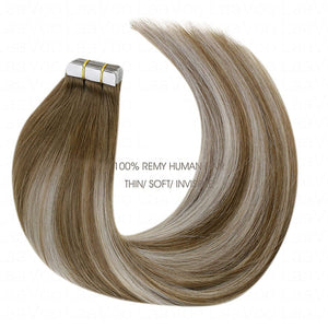#4/613/4 Tape In Hair Extensions 20pcs 50g Human Hair Extensions