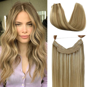 #6/613 Halo Hair Extensions 100% Human Hair Wire Extensions
