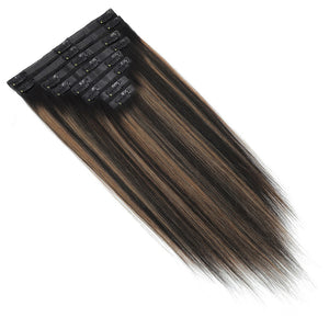 HomGoss Brown Highlights #1BT6P1B Seamless PU Clip-Ins (120G)