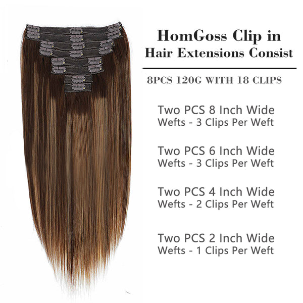 HomGoss Caramel Blonde Balayage #4/27/4 Classic Clip-Ins (120G)