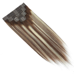 HomGoss Chocolate Brown With Bleach Blonde #4/613/4 Blonde Seamless PU Clip-Ins (120G)