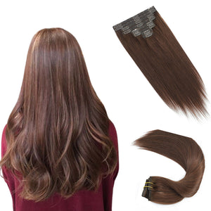 HomGoss Chocolate Brown #4 Seamless PU Clip-Ins (120G)