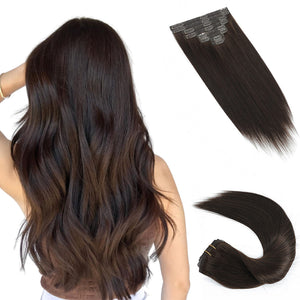 HomGoss Dark Brown #2 Seamless PU Clip-Ins (120G)