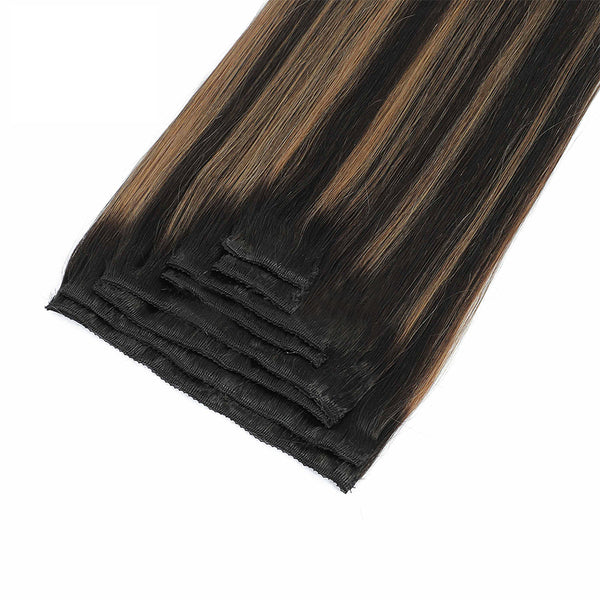 HomGoss-Brown Highlights #1BT6P1B Classic Clip-Ins (120G)