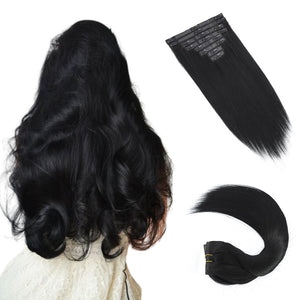 HomGoss Jet Black #1 Seamless PU Clip-Ins (120G)