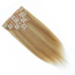 HomGoss Light Brown With Bleach Blonde #12/613 Blonde Seamless PU Clip-Ins (8 Pcs120G)