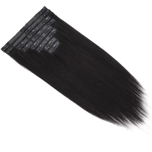 HomGoss Natural Black #1B Seamless PU Clip-Ins (8 Pcs 120G)