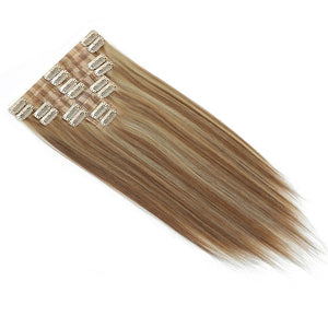 HomGoss #6/613 Blonde Seamless PU Clip-Ins 8PCS (120G)